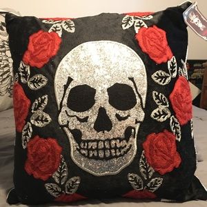 Skull with Roses Pillow